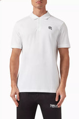 KarL Lagerfeld  Mens Ikon Embroidered Patch Golfer In White