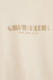 Calvin Klein Girls Long Sleeve Cotton Terry Dress In Beige
