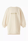 Calvin Klein Girls Long Sleeve Cotton Terry Dress In Beige