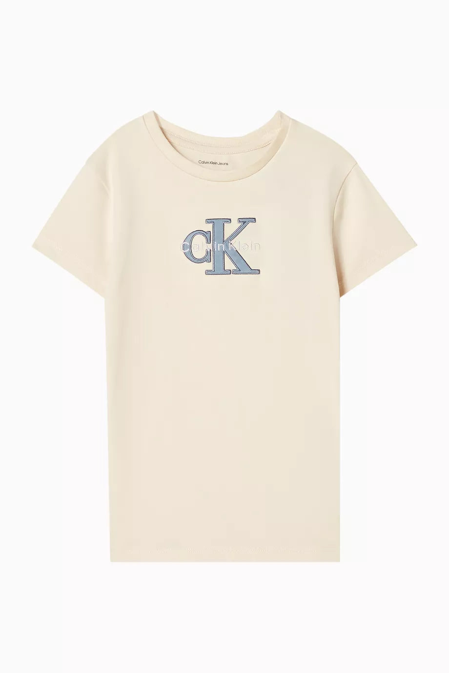 Calvin Klein Kids Unisex Monologo Slim Short Sleeve T-Shirt In Beige