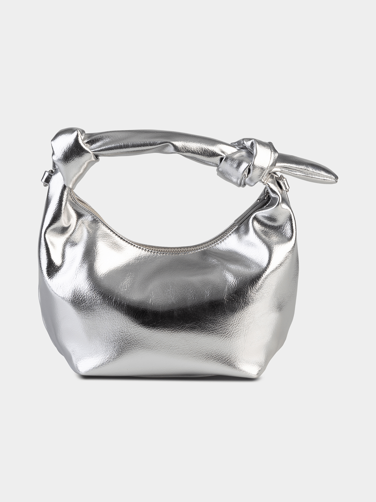 Sissyboy Womens  Metalic Bag with Knot Strap In Silver