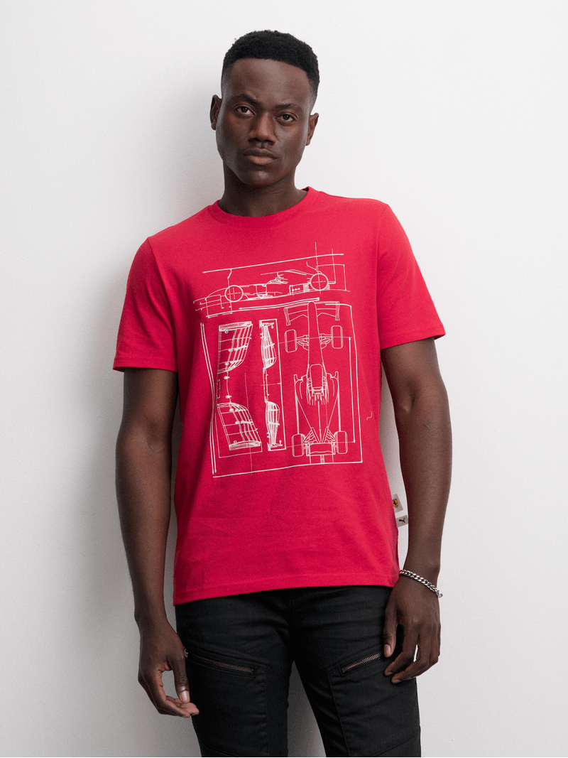 Puma Mens Rosso Corsa Ferrari Sportswear Graphic Tee