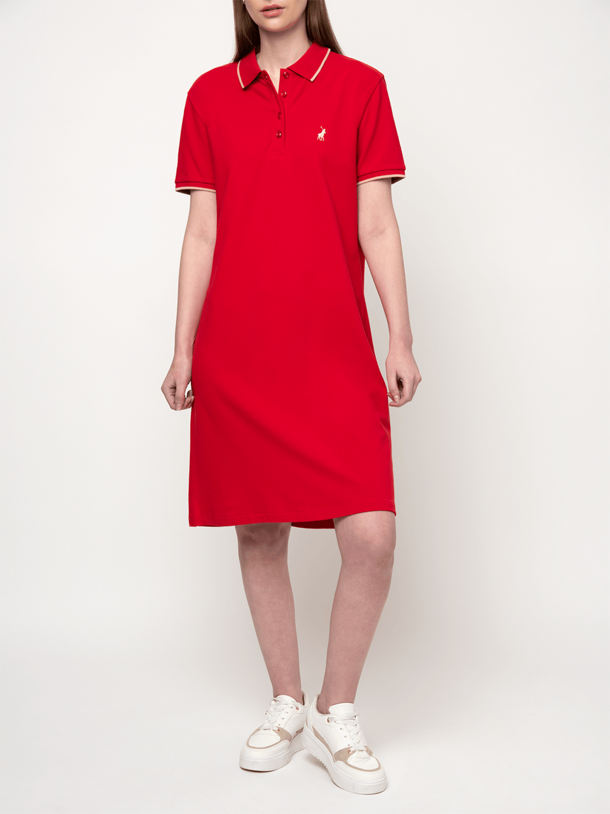Polo Womens Leah Short Sleeves Golfer Dress In Red