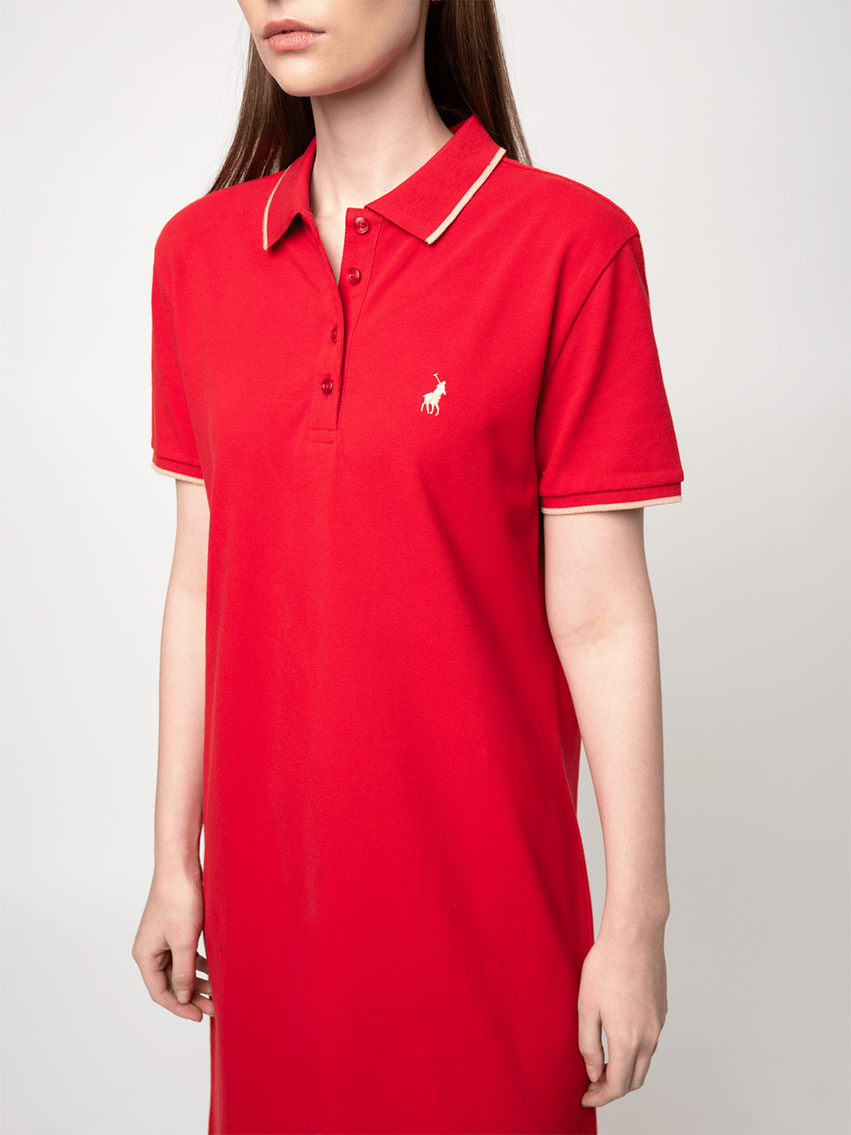 Polo Womens Leah Short Sleeves Golfer Dress In Red