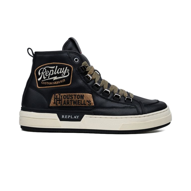 Replay Mens Raily Custom Sneakers In Black