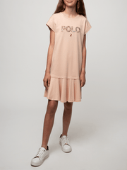 Polo Girls Emily Embroidered Dress Dusty Pink