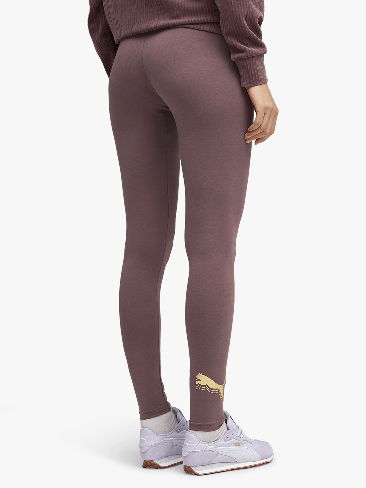 Puma Womens Essential Metallic Logo Leggings In Raison