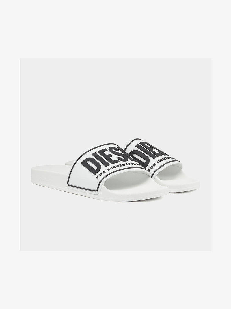 Diesel Mens White/Black Mayemi Cc Sandals