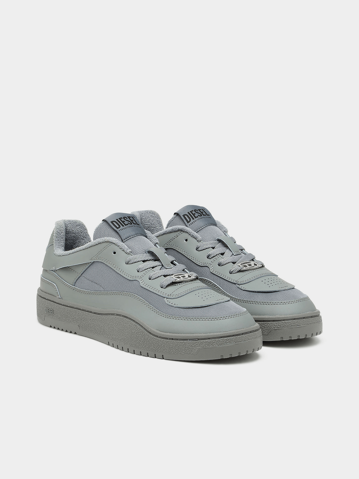Diesel Mens S-Oval Skate Low Sneakers In Elephant Skin