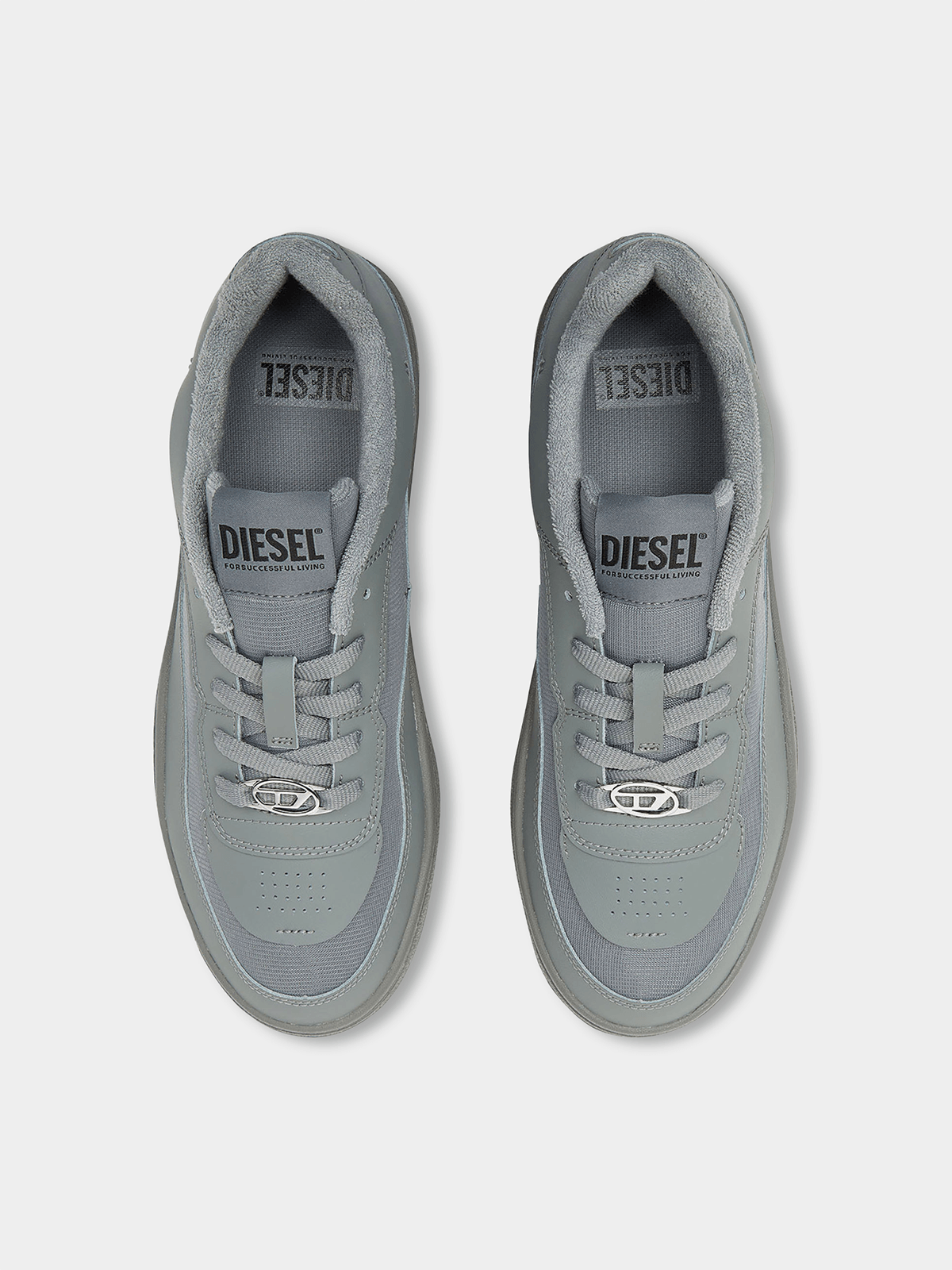 Diesel Mens S-Oval Skate Low Sneakers In Elephant Skin