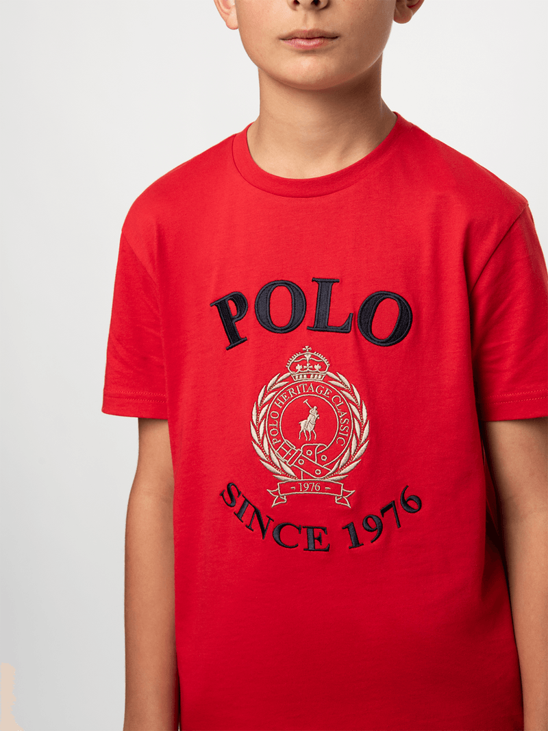 Polo Boys Logan Crested Short Sleeve T-shirt In Red