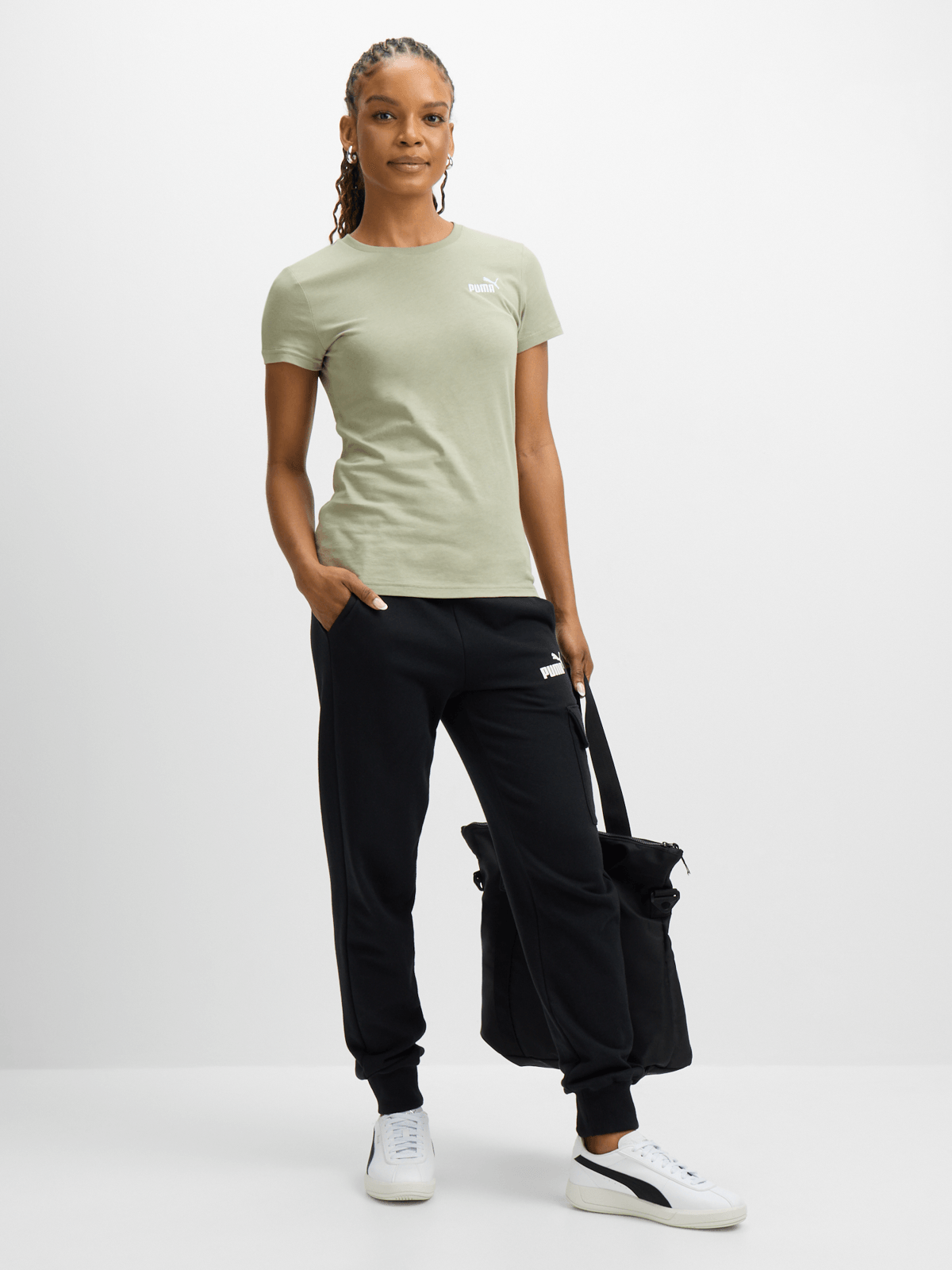 Puma Womens Essential Small Logo T-Shirt In Army Green