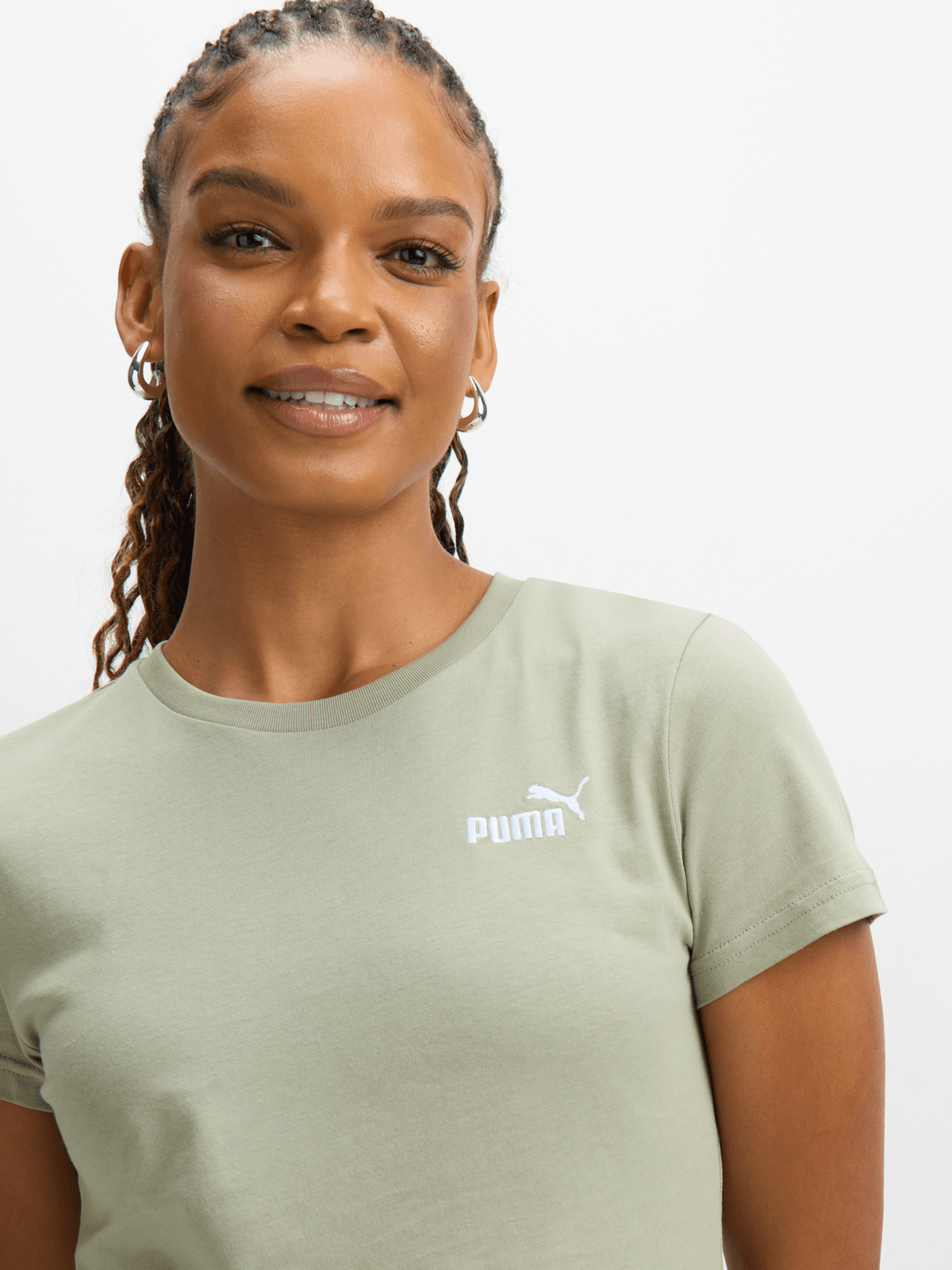 Puma Womens Essential Small Logo T-Shirt In Army Green