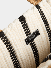 Izabel London Stripe Envelope Bag In Wite & Black