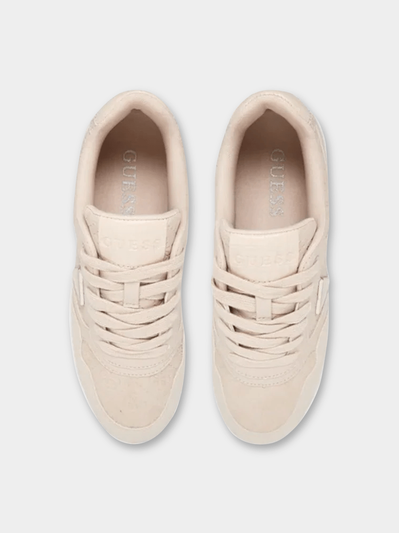 Guess Ladies Miram 9 Sneakers In Ivory