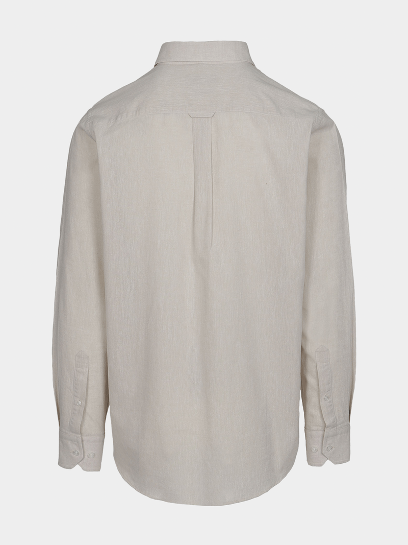 Pringle Mens Riaan Long Sleeve Classic Linen Shirt In Stone