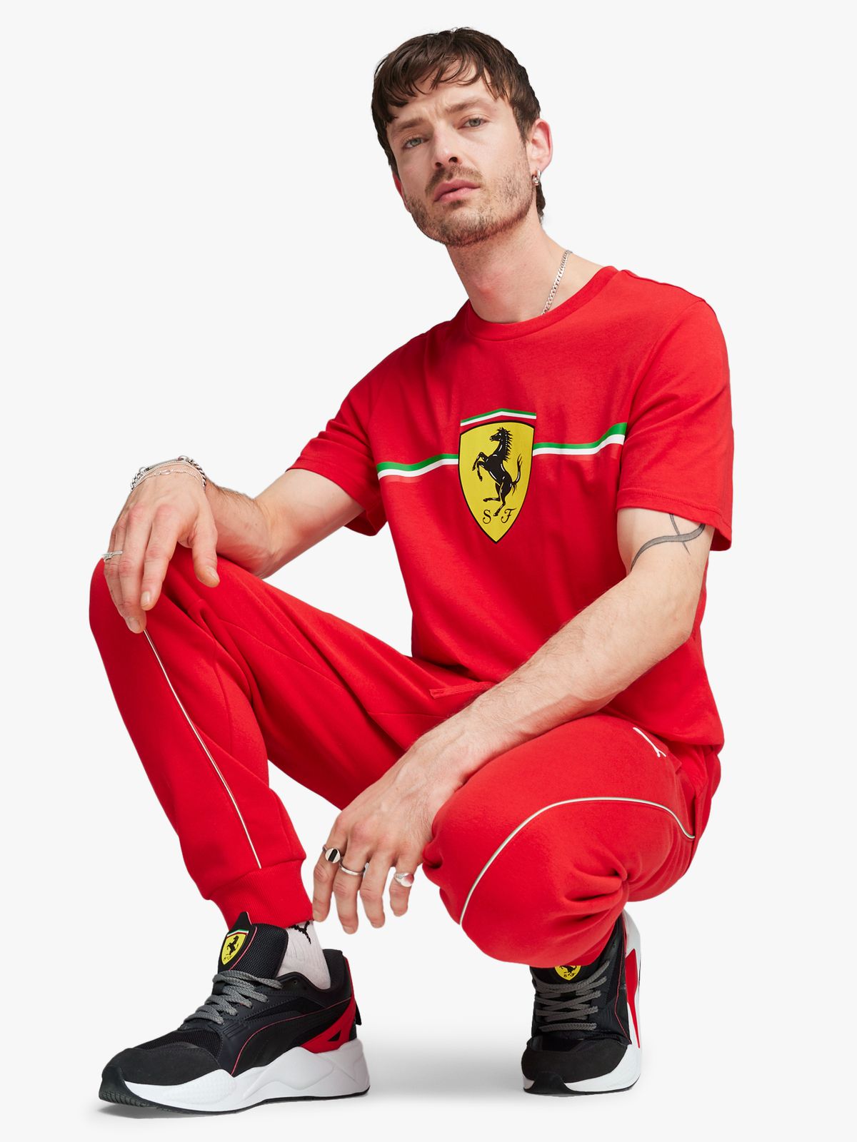 Puma Mens Ferrari Race Big Shield Heritage T-Shirt In Red