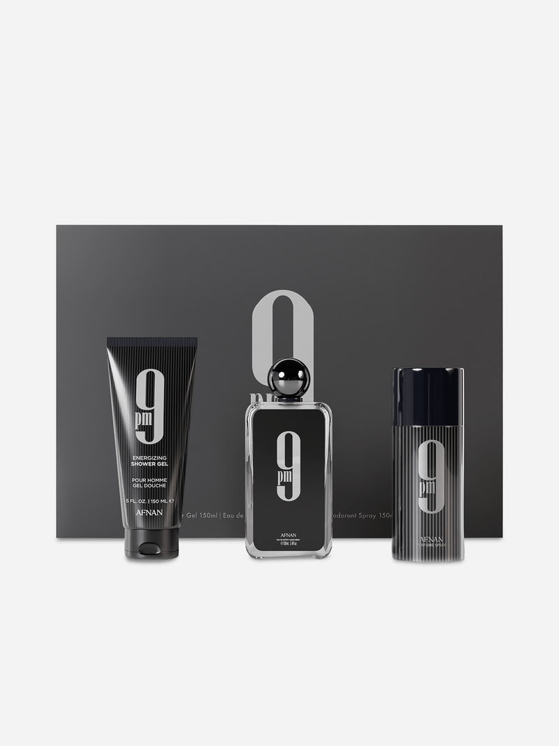 Afnan 9 Pm Black 3 Piece Edp Gift Set For Men