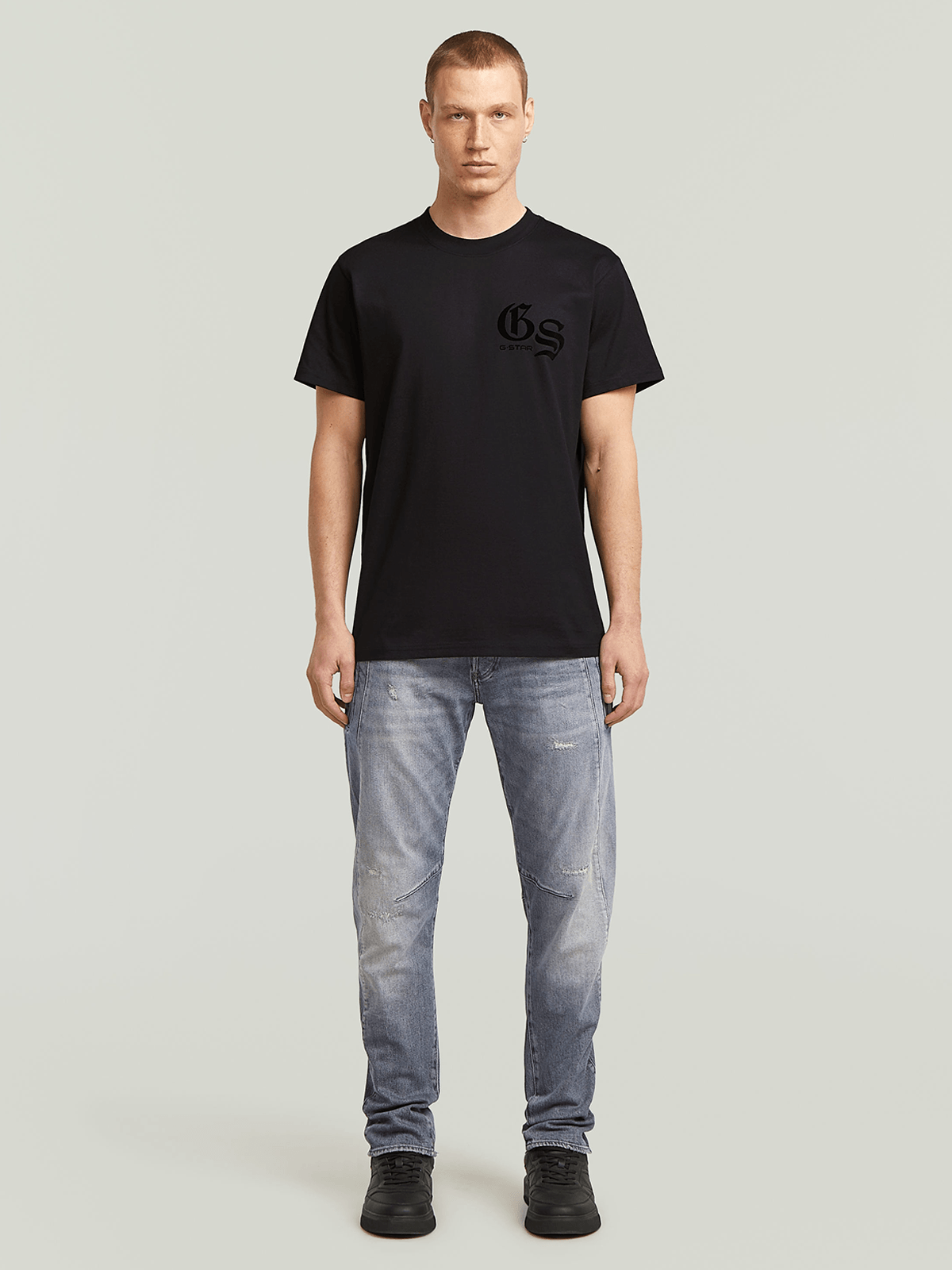 G-Star Raw Mens Flock Back Loose T-Shirt In Black