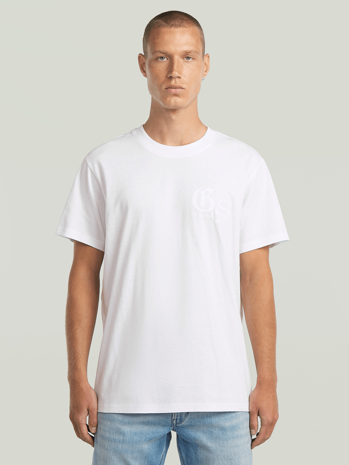 G-Star Raw Mens Flock Back Loose T-Shirt In White