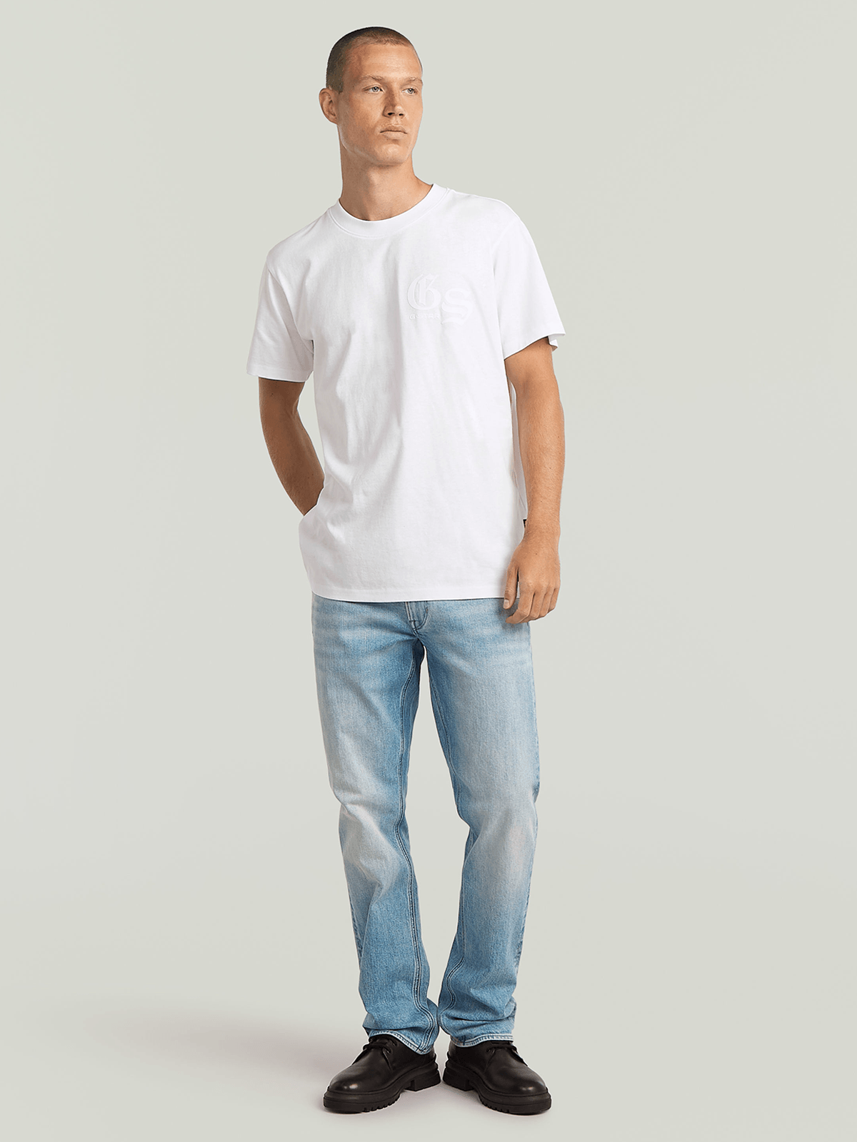 G-Star Raw Mens Flock Back Loose T-Shirt In White