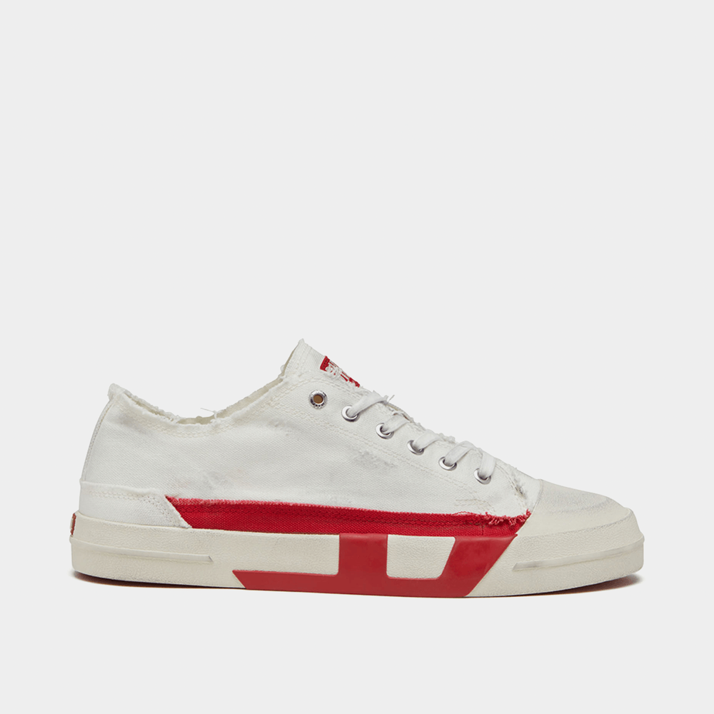 Diesel Mens S D Verse Low II Sneakers In Bright White/Racing Red