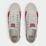 Diesel Mens S D Verse Low II Sneakers In Bright White/Racing Red