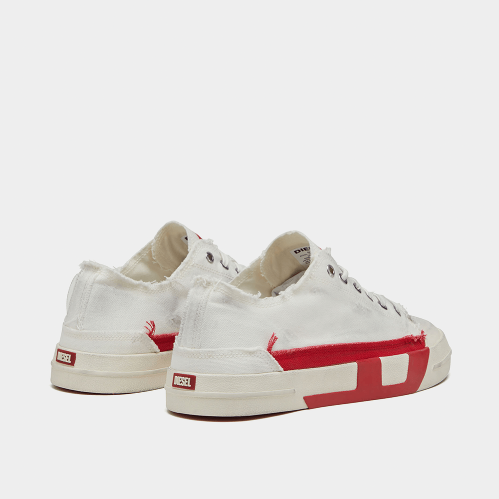 Diesel Mens S D Verse Low II Sneakers In Bright White/Racing Red
