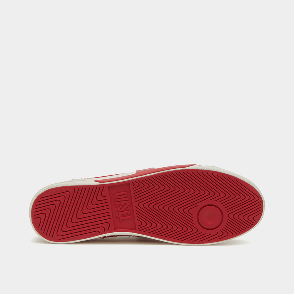 Diesel Mens S D Verse Low II Sneakers In Bright White/Racing Red