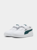 Puma Boys Court Classic Clean Ac+ Shoes In White & Petrol