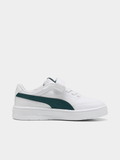 Puma Boys Court Classic Clean Ac+ Shoes In White & Petrol
