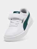Puma Boys Court Classic Clean Ac+ Shoes In White & Petrol