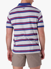 Jeep Mens Yarn Dye Stripe Golfer In Blue & Red