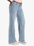 Sissy boy Ladies Mid-Waist Wide Legs Jeans In Light Vintage