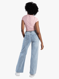 Sissy boy Ladies Mid-Waist Wide Legs Jeans In Light Vintage