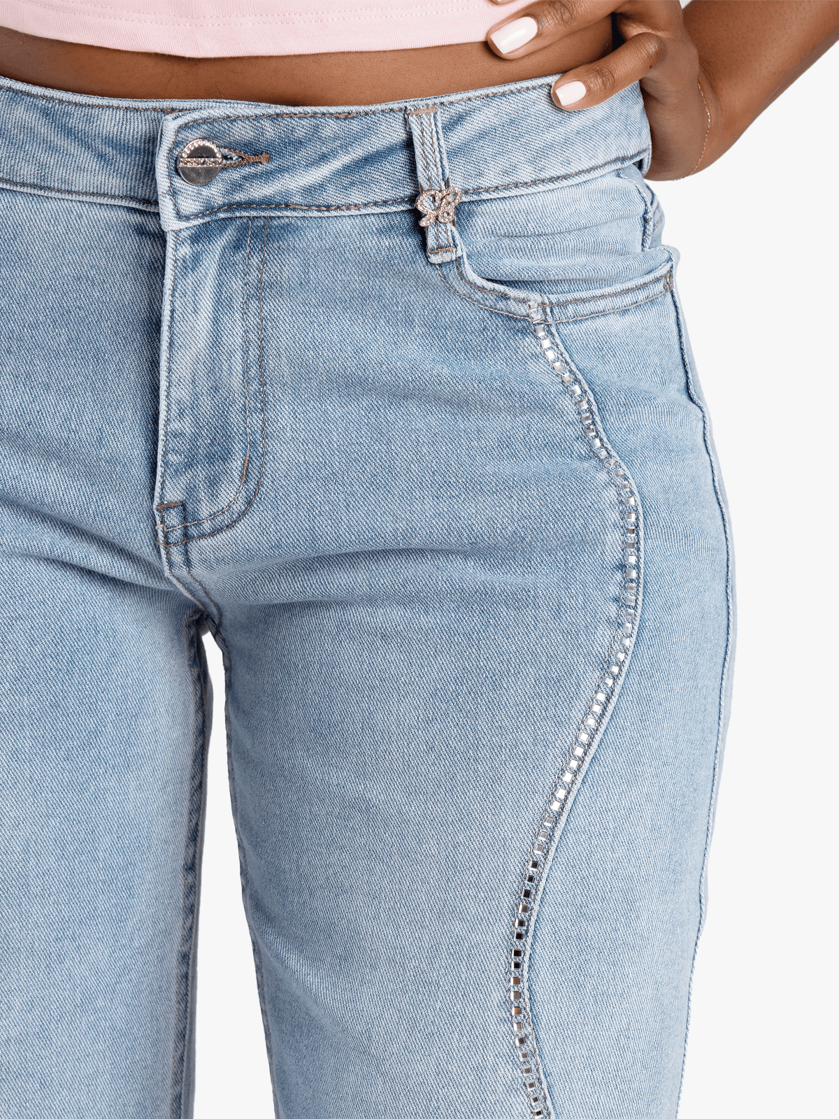 Sissyboy Ladies Mid-Waist Wide Legs Jeans In Light Vintage