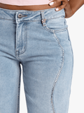 Sissy boy Ladies Mid-Waist Wide Legs Jeans In Light Vintage