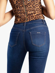 Sissy boy Womens Mid Waist Skinny Jeans In Dark Vintage