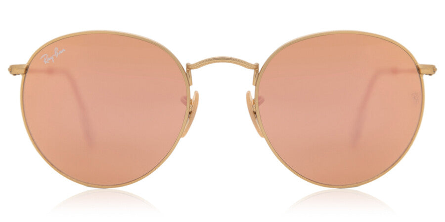 Ray-Ban Round Matte Gold Frame Rgld Mirror Lense
