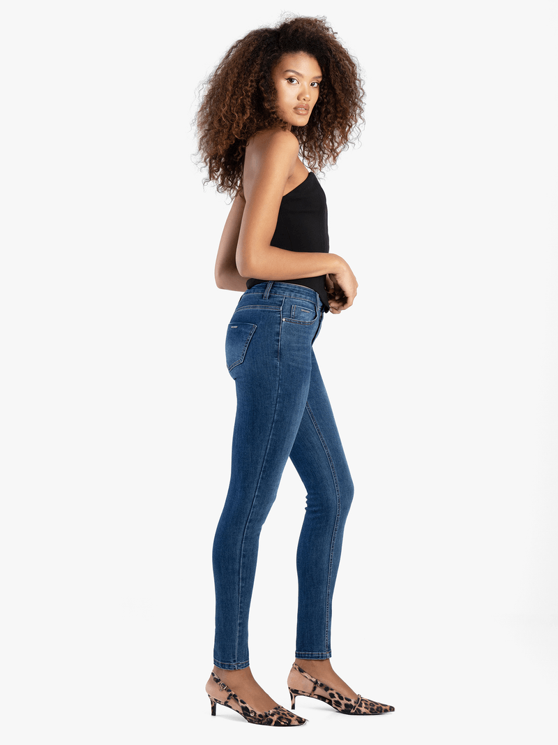 Sissy boy Womens Mid Waist Skinny Jeans In Medium Vintage