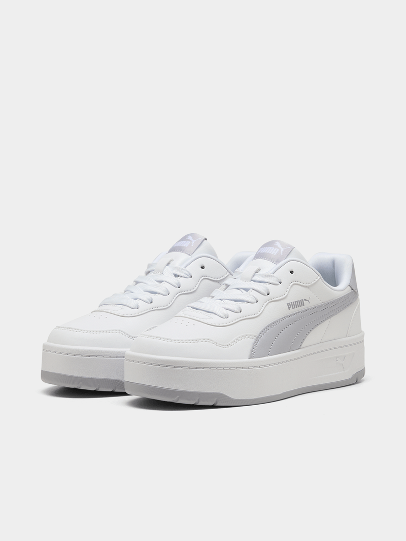 Puma Womens Court Lally Skye Sneakers In White And Grey