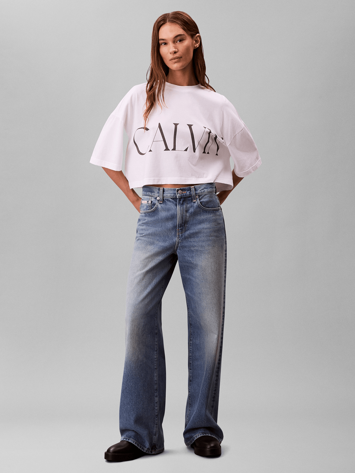 Calvin Klein Womens Graphic Cropped T-Shirt In Blush