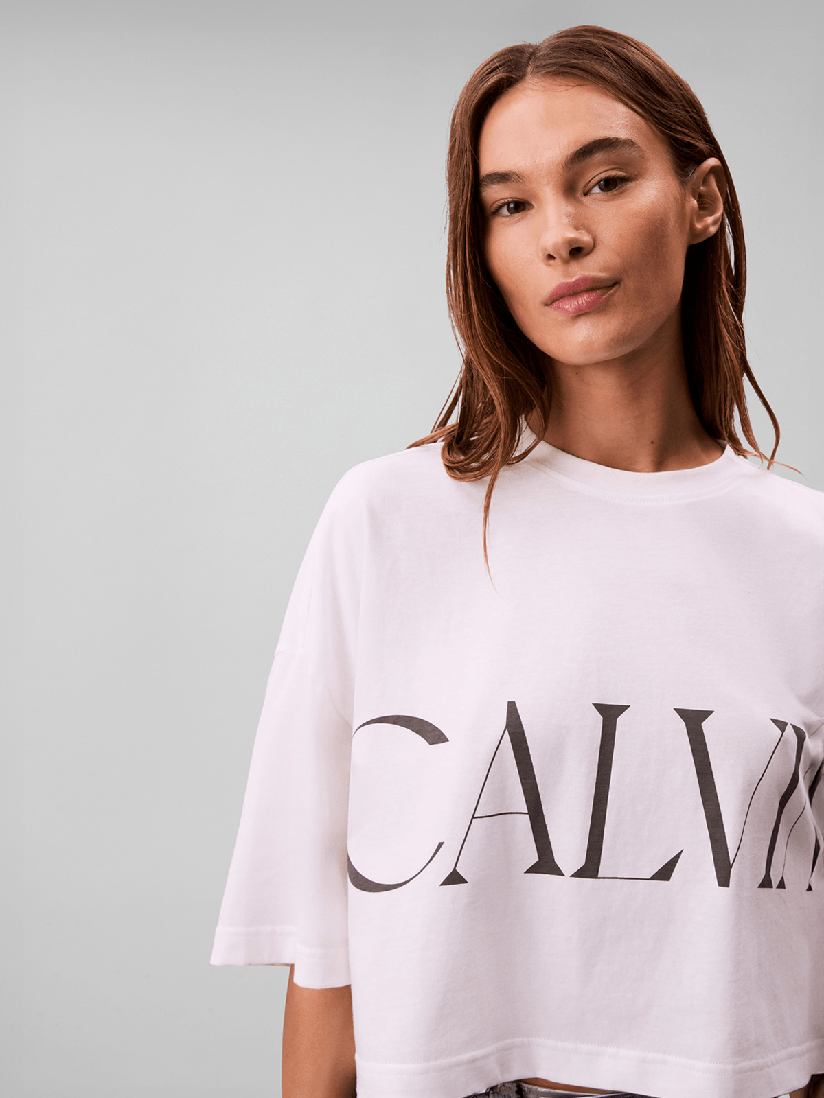Calvin Klein Womens Graphic Cropped T-Shirt In Blush