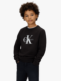 Calvin Klein Kids  Unisex Ck Monogram Terry Sweatshirt In Black