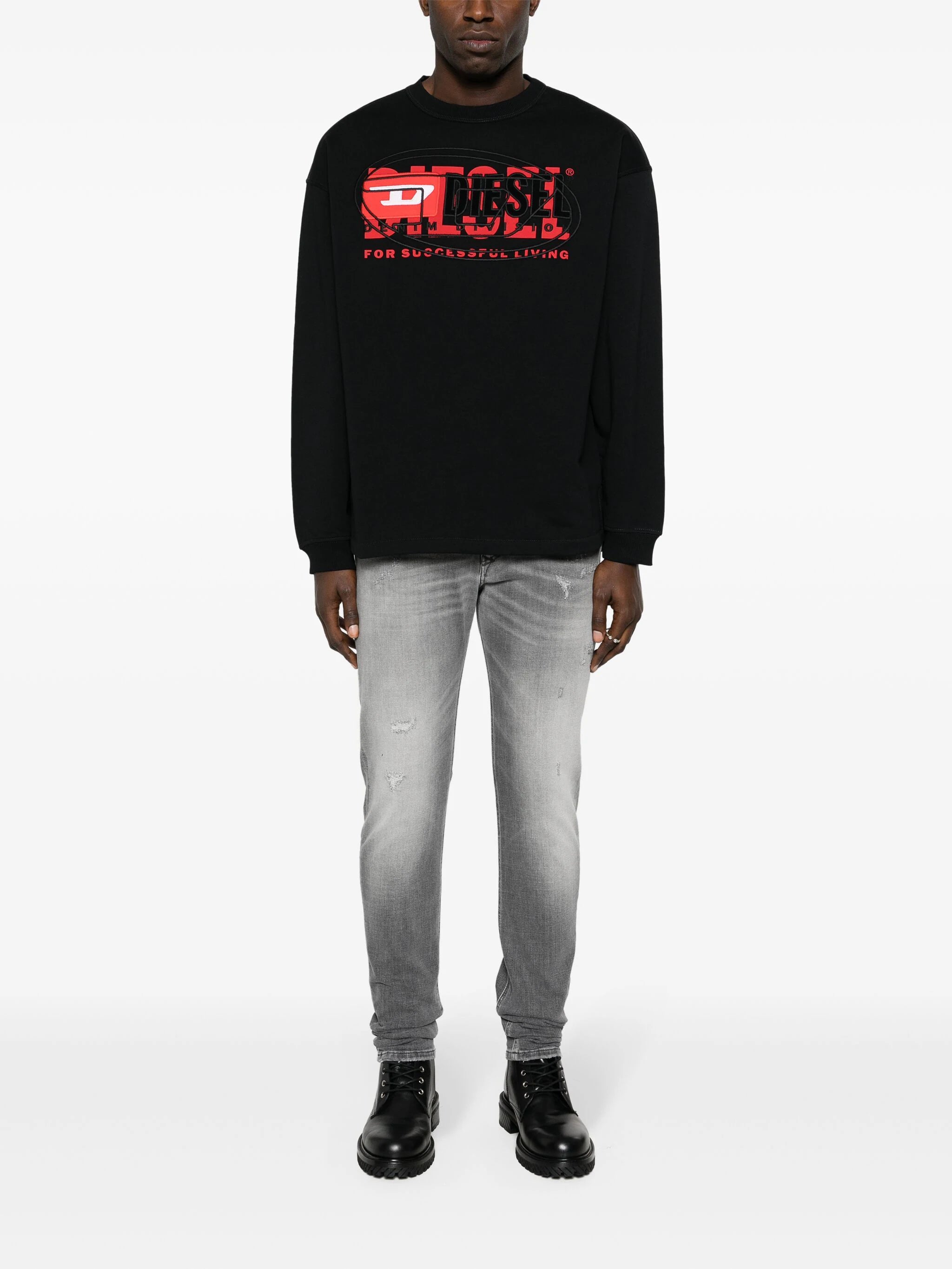 Diesel A121500 Mens S-Baxt-N1 Sweat Shirt Black/Red