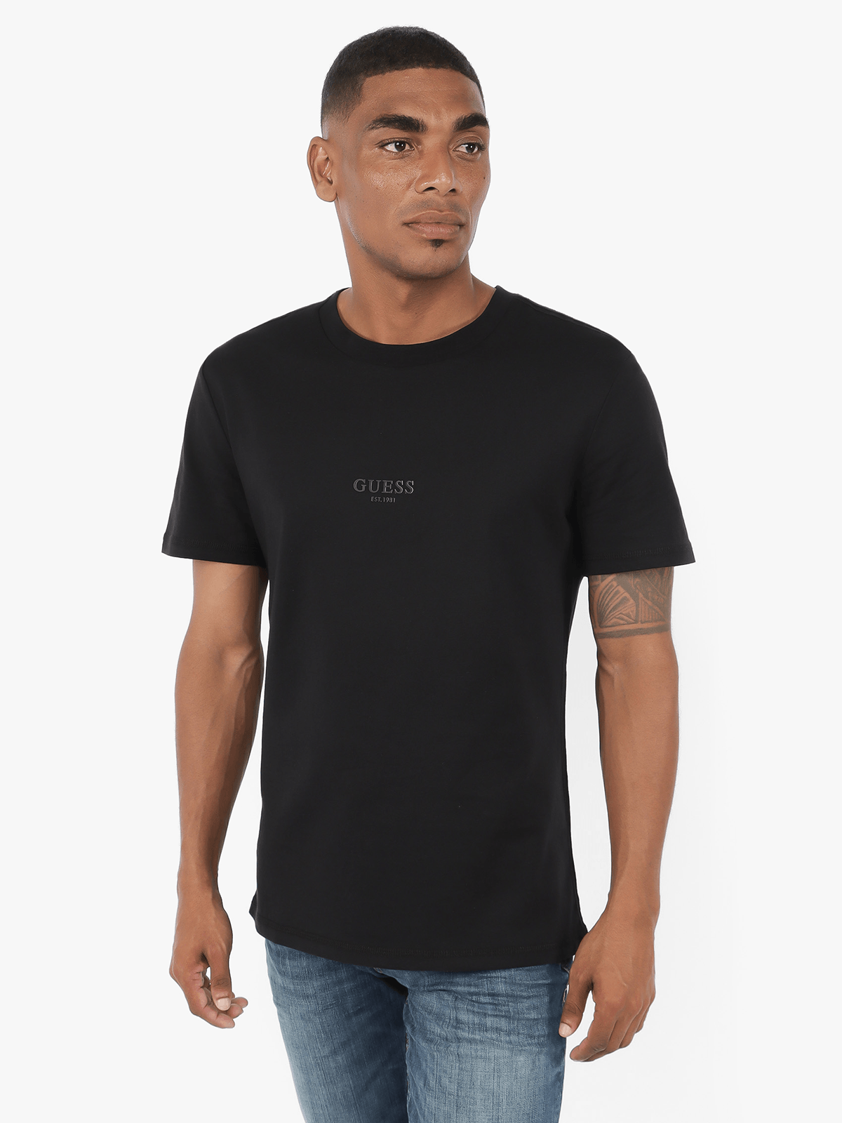 Guess Mens Aidy Cn Ss Tee Black
