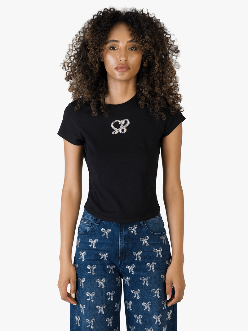 Sissyboy Womens T-shirt With Pearl Branded In Black