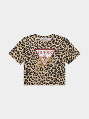 Guess Girls Leopard Midi Long Sleeve T-shirt