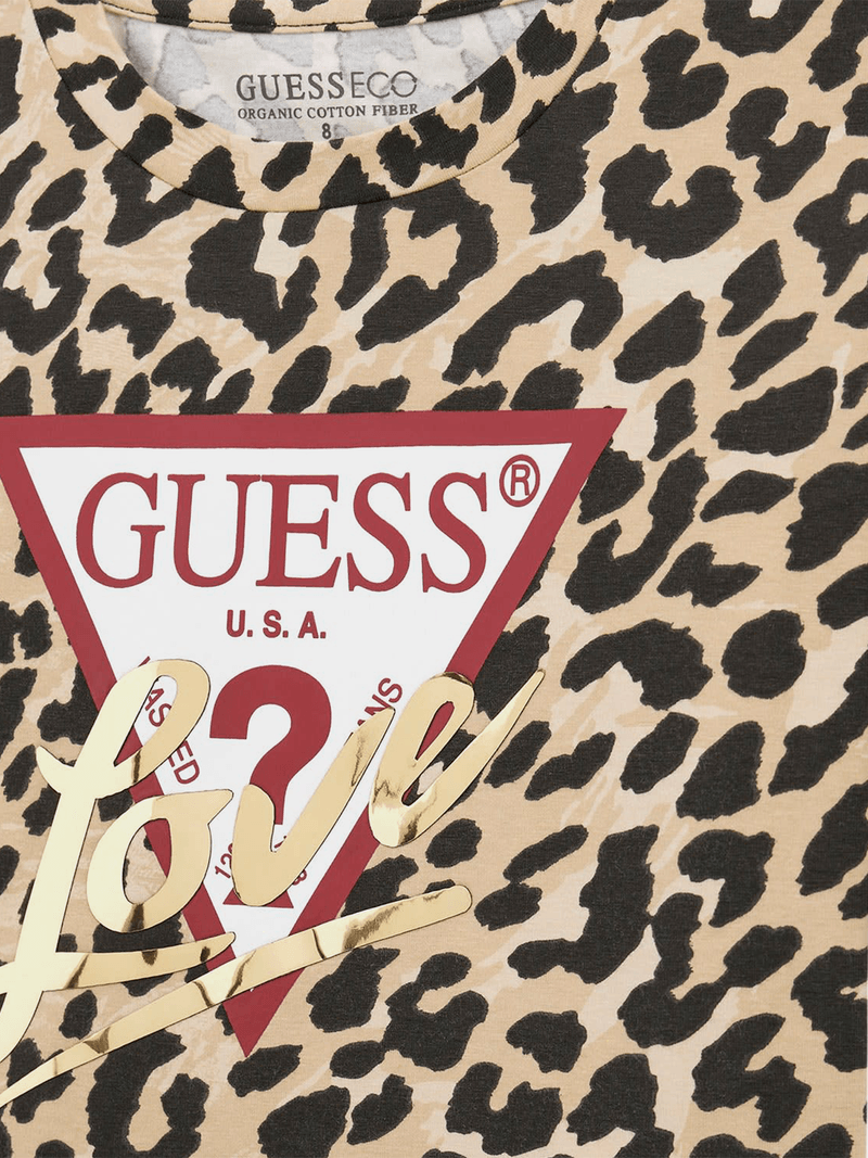 Guess Girls Leopard Midi Long Sleeve T-shirt