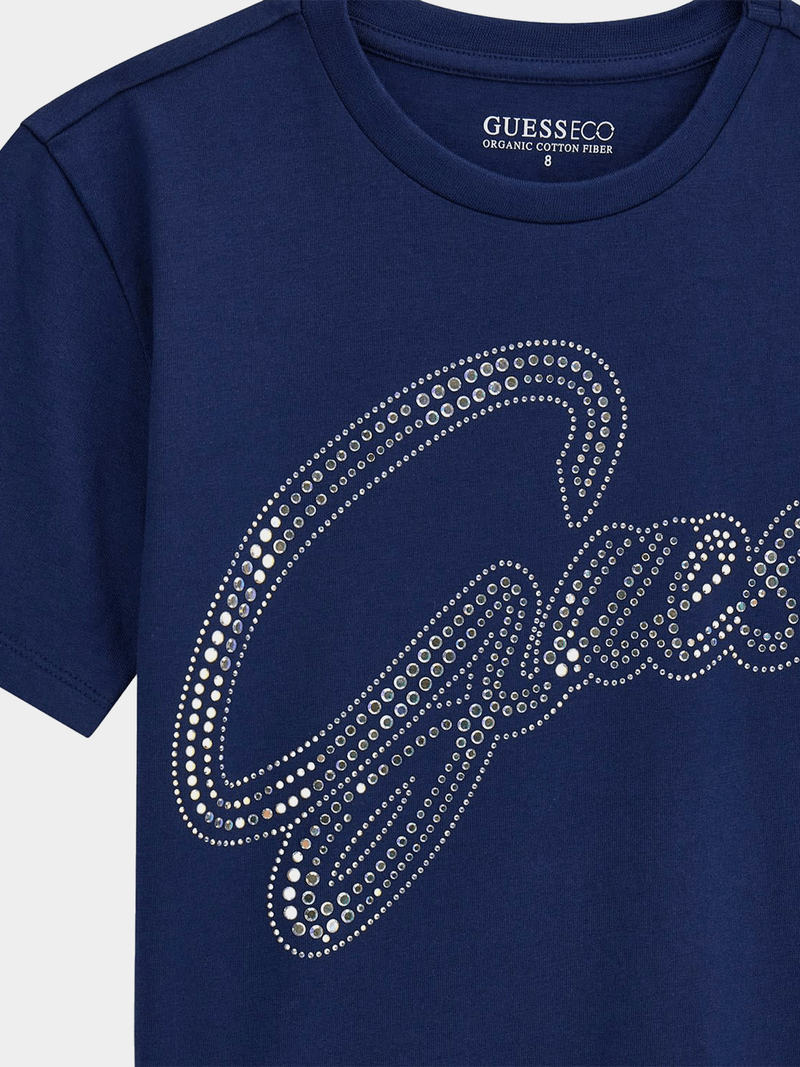 Guess Girls Crop Top T-shirt In Blue